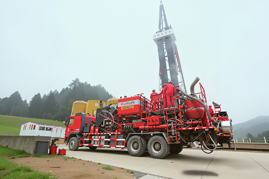 Land well cementing